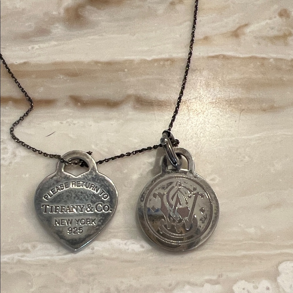 Tiffany & Co. Silver Heart and Round Charm Necklace
